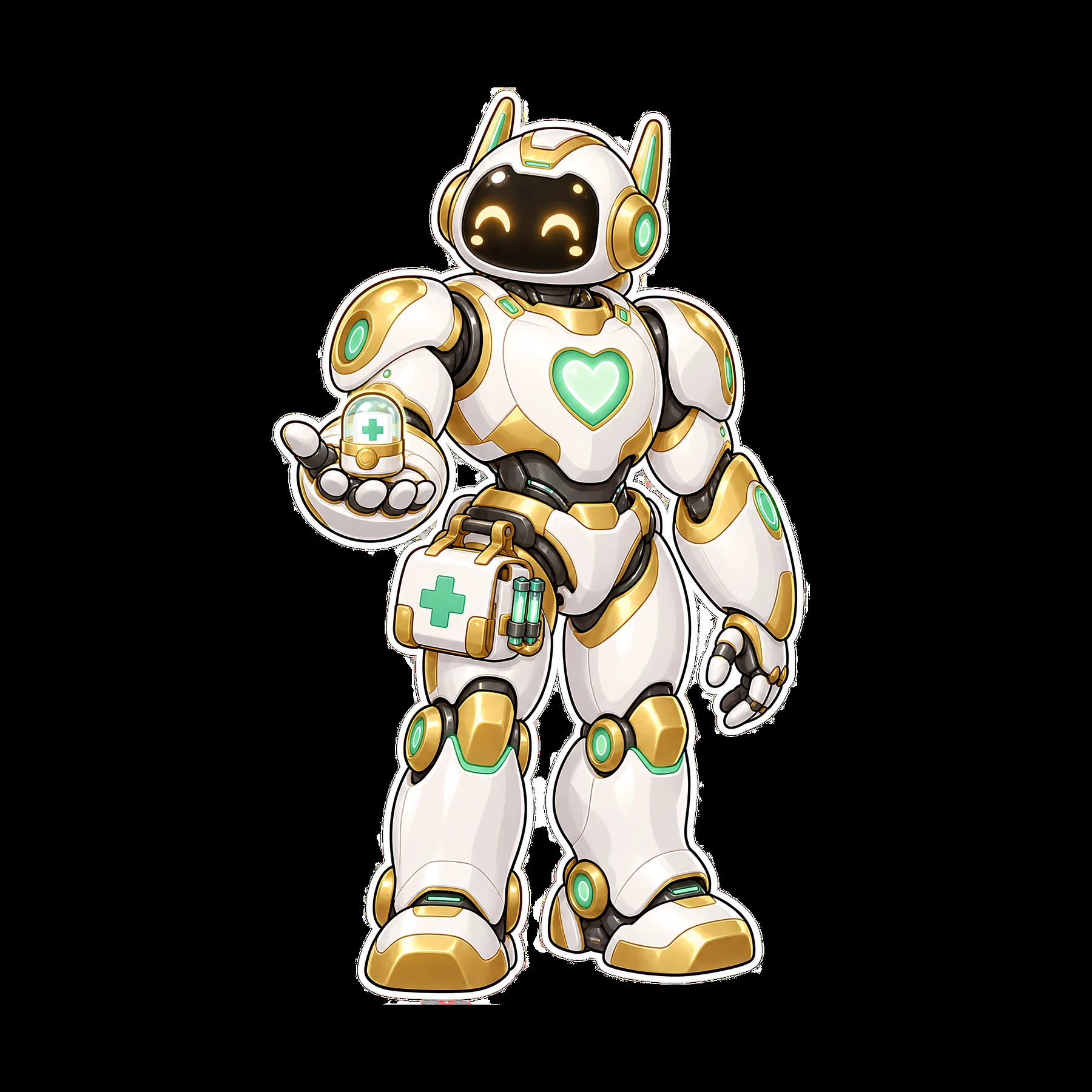 Friendly mech robot with a first aid kit design - AI-generated stock image