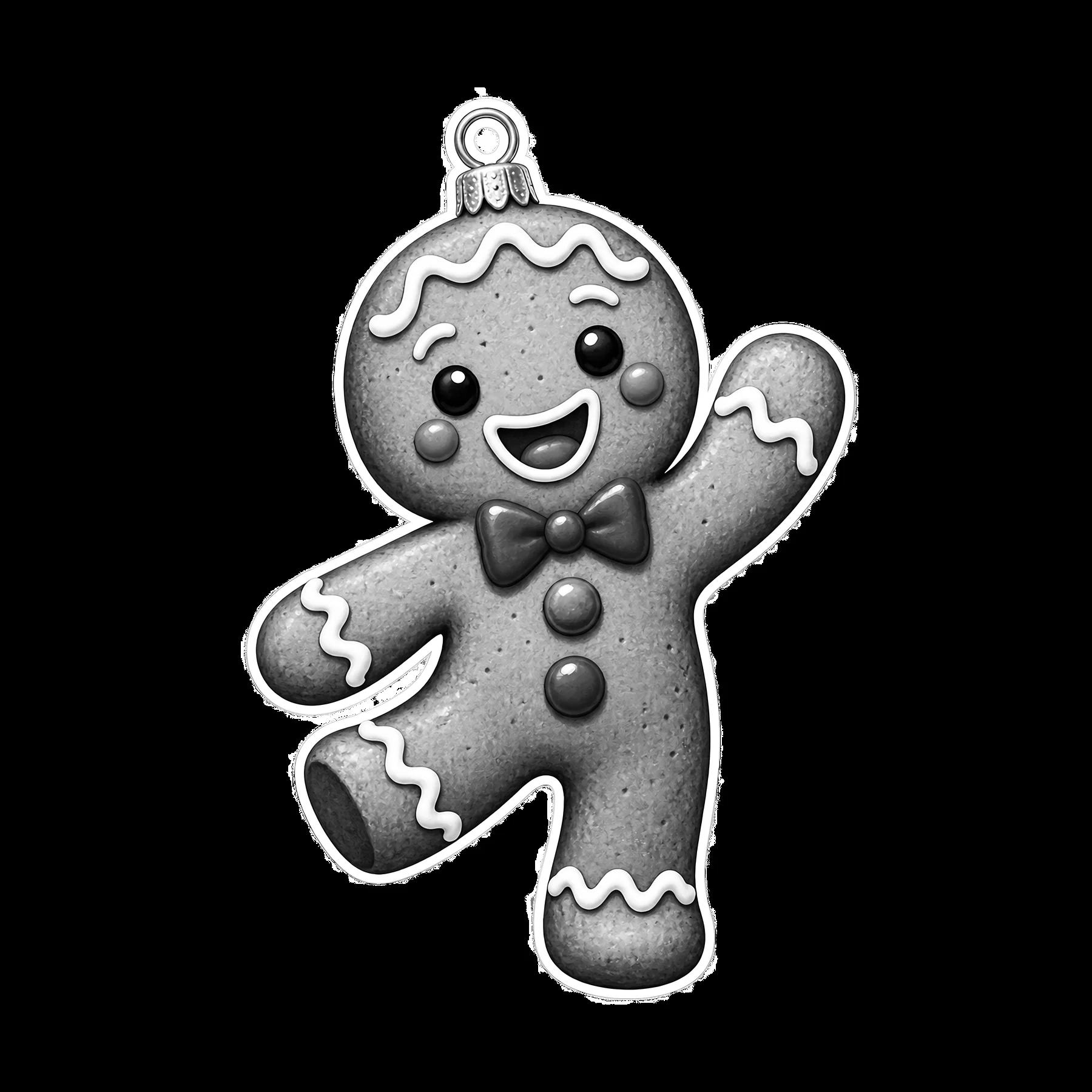 Gingerbread man ornament with bow and festive decoration - AI-generated stock image