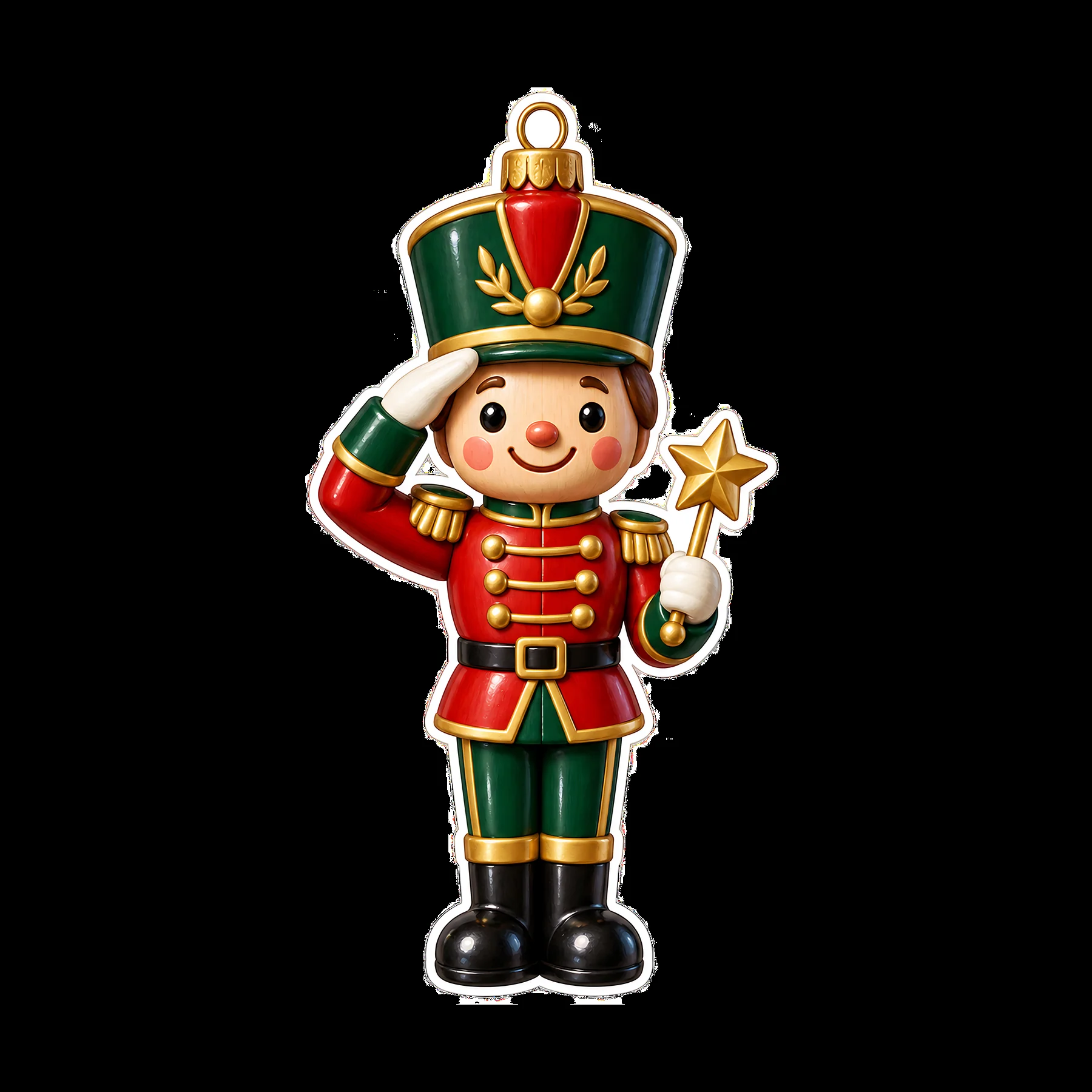 Nutcracker soldier ornament with star in festive colors - AI-generated stock image
