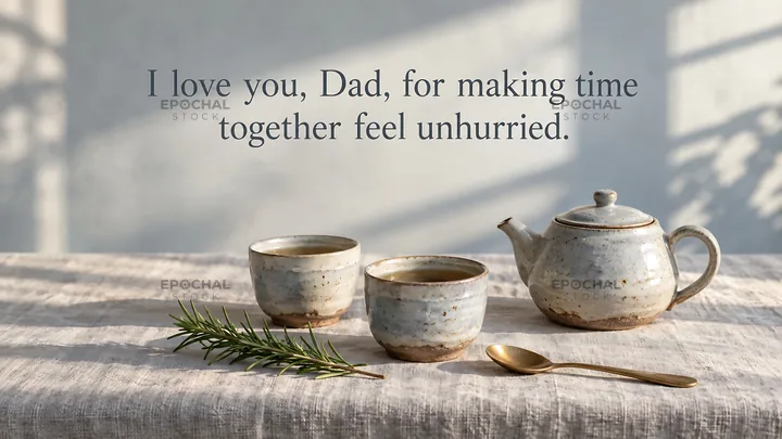 Unhurried Tea Time Greeting for Dad - AI-generated stock image