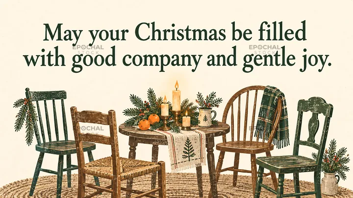 Rustic Christmas Table with a Warm Greeting - AI-generated stock image