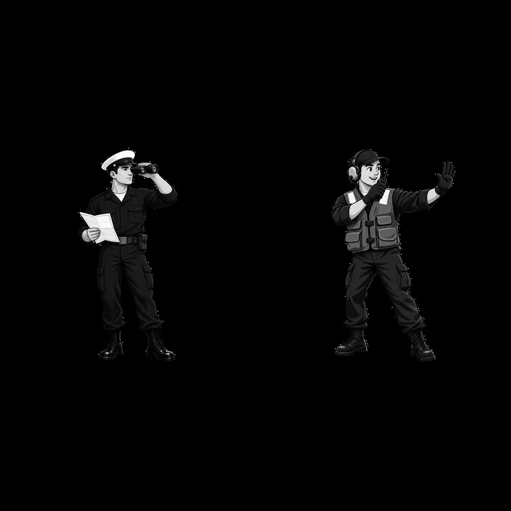 Cartoon characters on aircraft carrier directing operations - AI-generated stock image