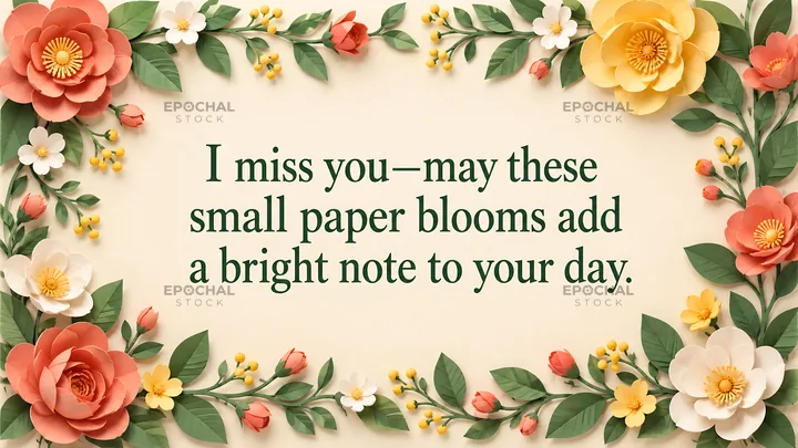 I Miss You Paper Flower Greeting - AI-generated stock image