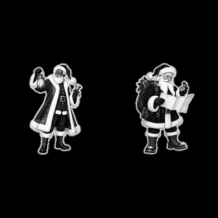 Santa Claus holding a lantern and examining a map - AI-generated stock image