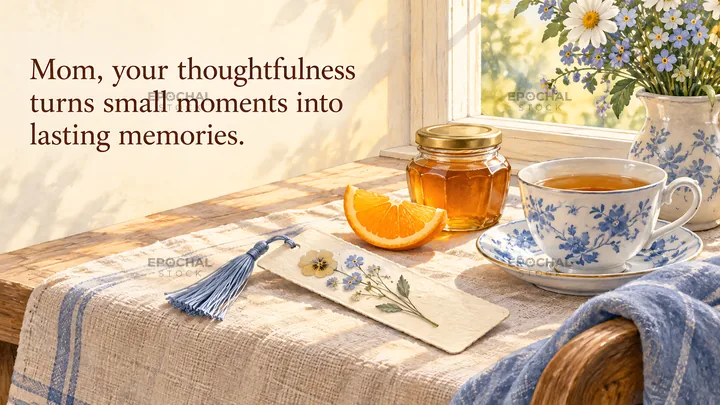 Mother's Day Greeting with Tea and Flowers - AI-generated stock image