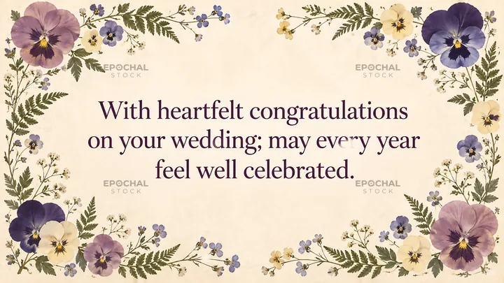 Floral Wedding Congratulations Greeting Card - AI-generated stock image
