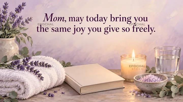 Mother's Day Greeting with Lavender and Candle - AI-generated stock image