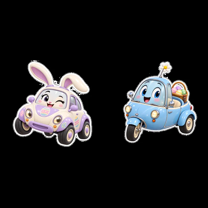 Easter bunny car and cheerful egg delivery vehicle - AI-generated stock image