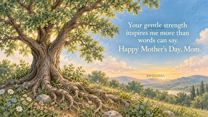 Mother's Day Greeting with a Grand Tree - AI-generated stock image