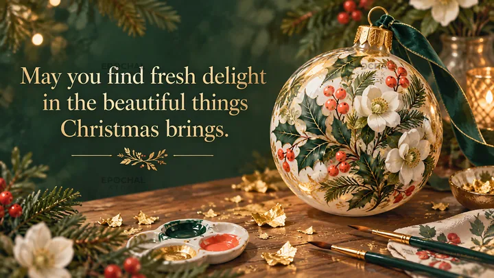 Christmas Greeting with a Floral Glass Ornament - AI-generated stock image