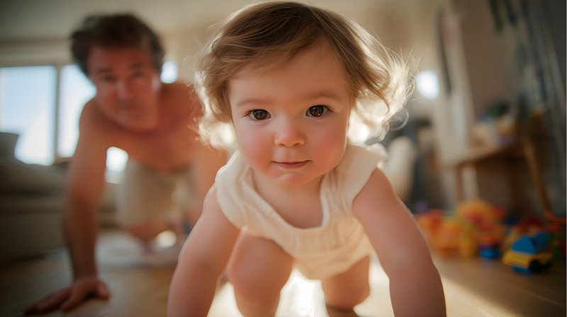 Father and baby play together in a home setting Free Premium Stock Image - stock photo