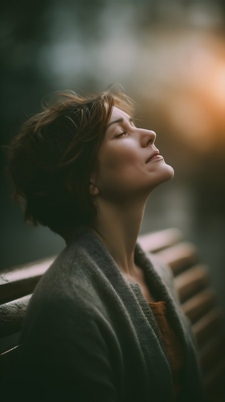 Woman enjoying a moment outdoors during sunset Free Premium Stock Photo - stock photo