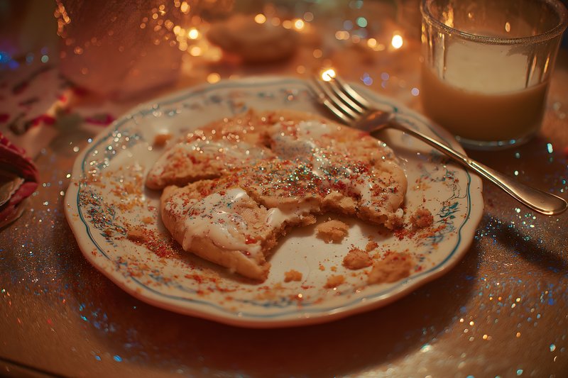 Cookies on a plate with a glass of milk and decorations Free Premium Stock Photo - stock photo
