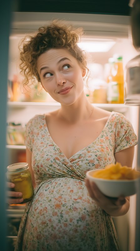 Woman looks at food in fridge while holding a bowl and jar Free Premium Stock Image - stock photo
