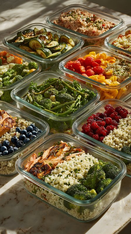 Prepared meals are organized in glass containers Free Premium Stock Image - stock photo