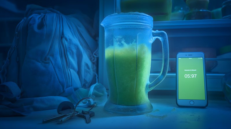 Smoothie being prepared in kitchen with timer showing time Free Premium Stock Image - stock photo