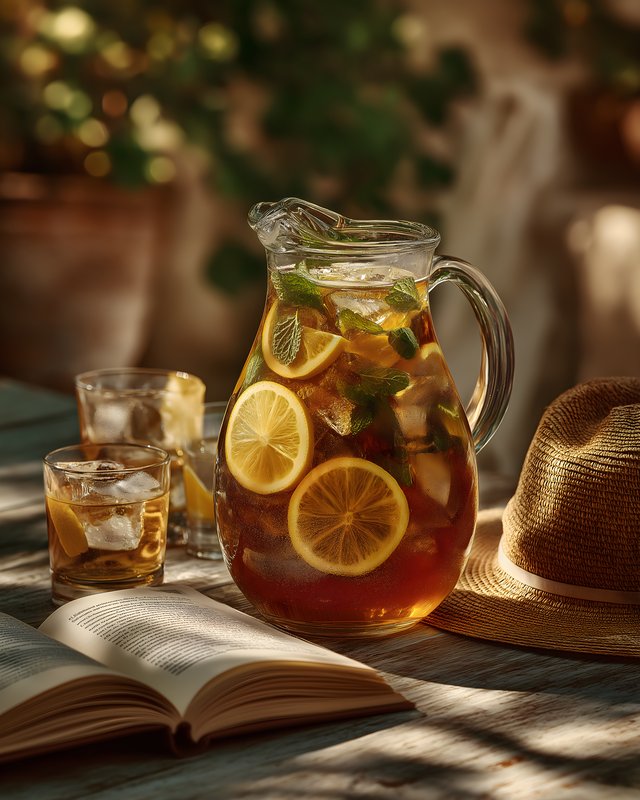 Refreshing drink with lemon on a wooden table outdoors Free Premium Stock Image - stock photo