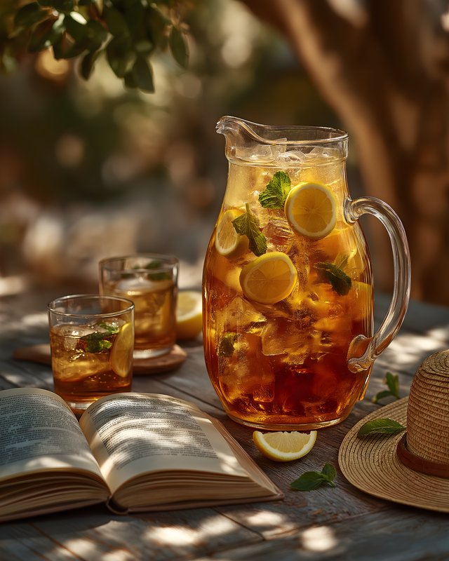 Sunny afternoon with iced tea and a book Free Premium Stock Photo - stock photo