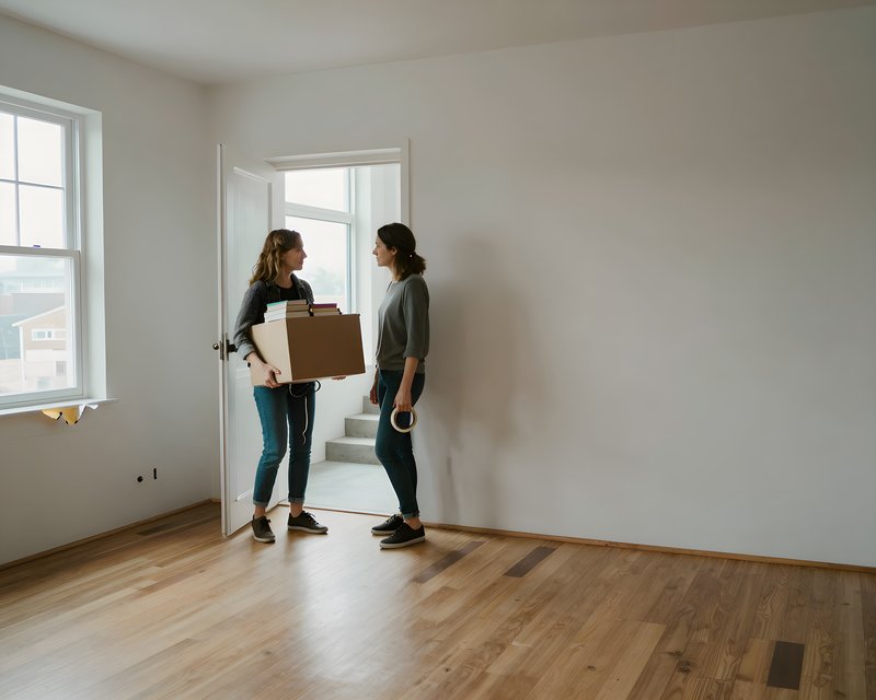 Friends moving into a new home together during the day Free Premium Stock Photo - stock photo