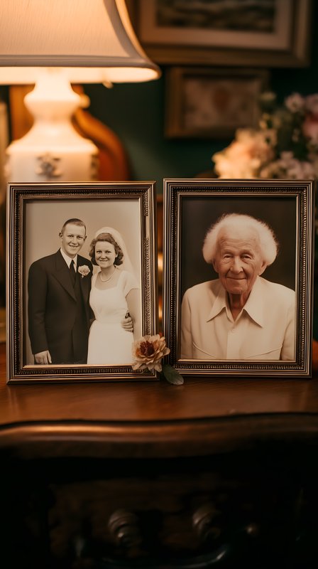 Pictures show couple and older woman in home setting Free Premium Stock Image - stock photo