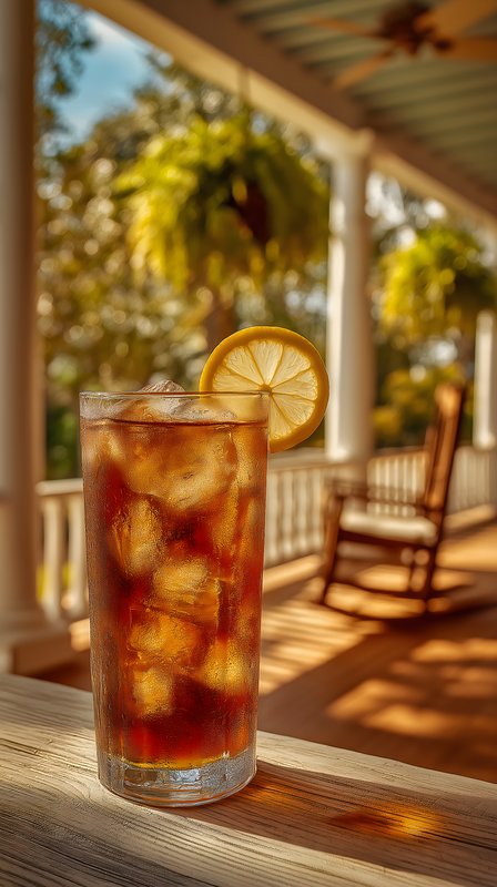 Refreshing drink with lemon on porch in warm sunlight Free Premium Stock Photo - stock photo