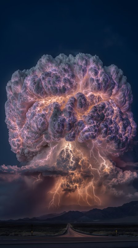 Lightning storm creates dramatic cloud formation in the sky Free Premium Stock Image - stock photo