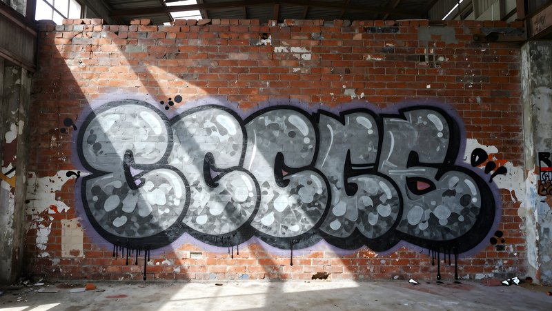 Graffiti art on brick wall in urban space during daytime Free Premium Stock Image - stock photo