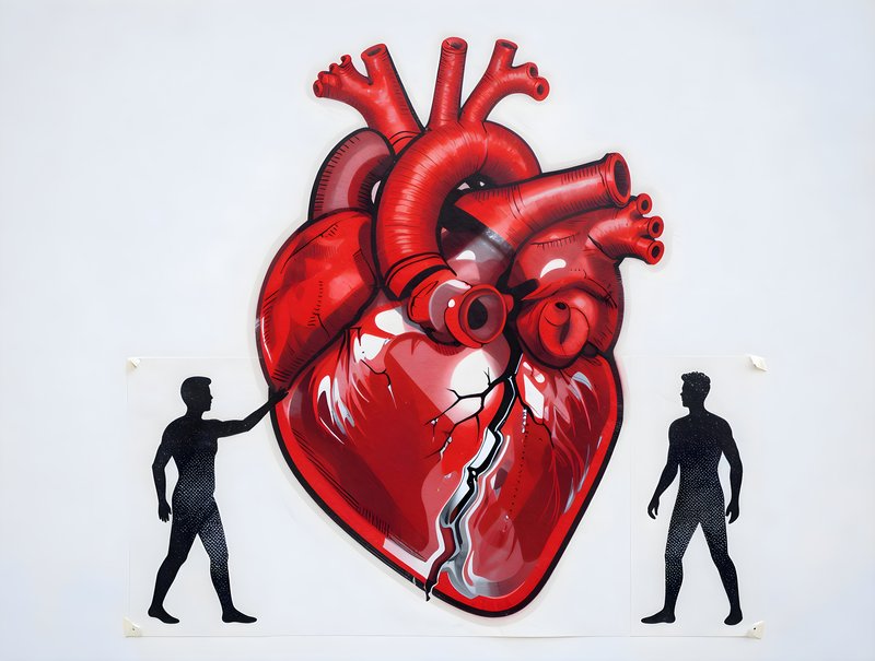 Artists create mural of broken heart with people interacting Free Premium Stock Image - stock photo