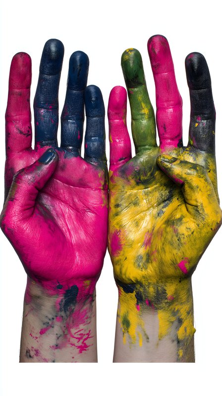 Hands covered in paint during a creative session in a studio Free Premium Stock Image - stock photo