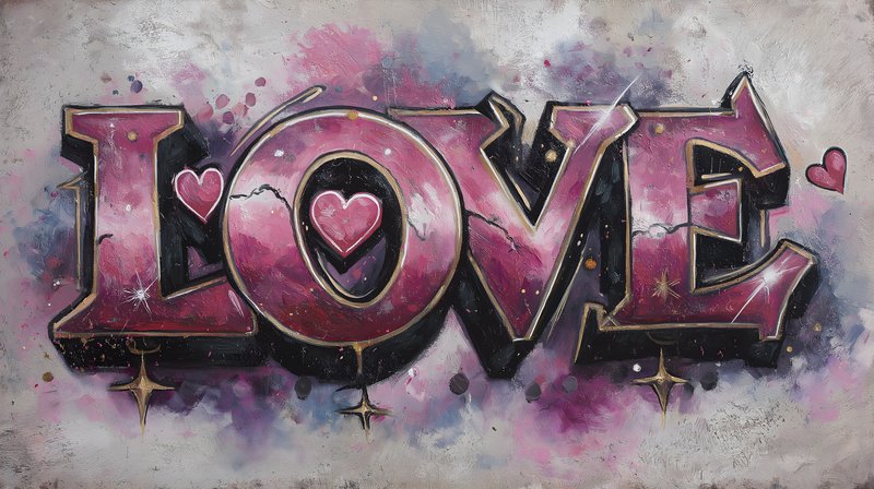 Street art showcases love in bold graffiti design Free Premium Stock Image - stock photo