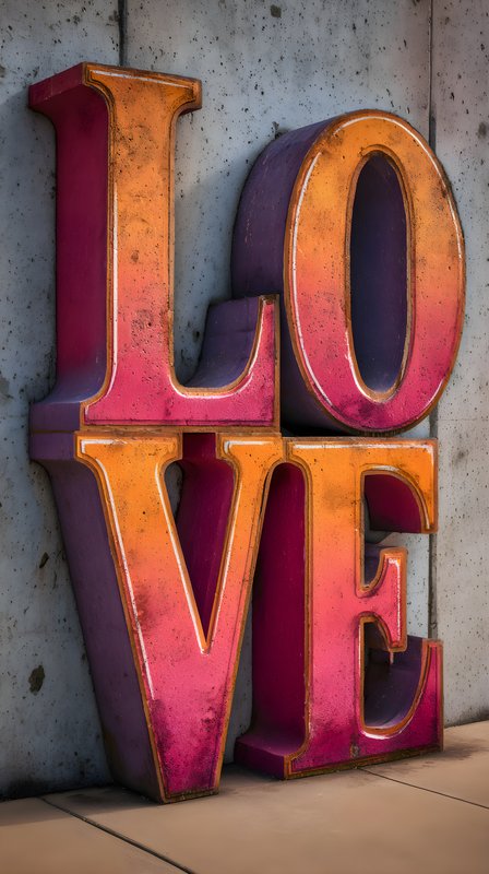 Colorful love sign on a wall in a public space Free Premium Stock Image - stock photo