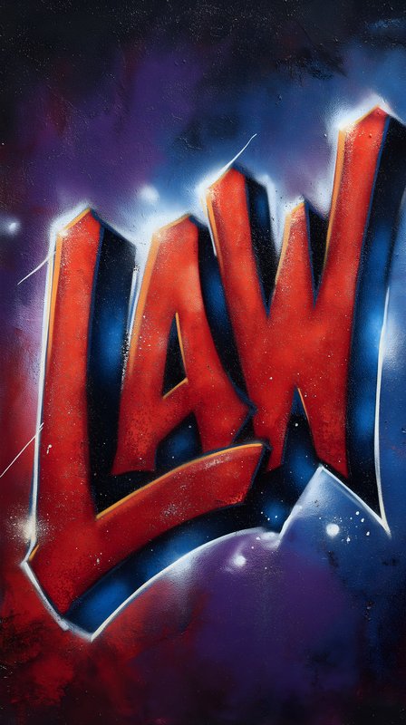 Graffiti of the word Law on a wall in urban area at night Free Premium Stock Image - stock photo