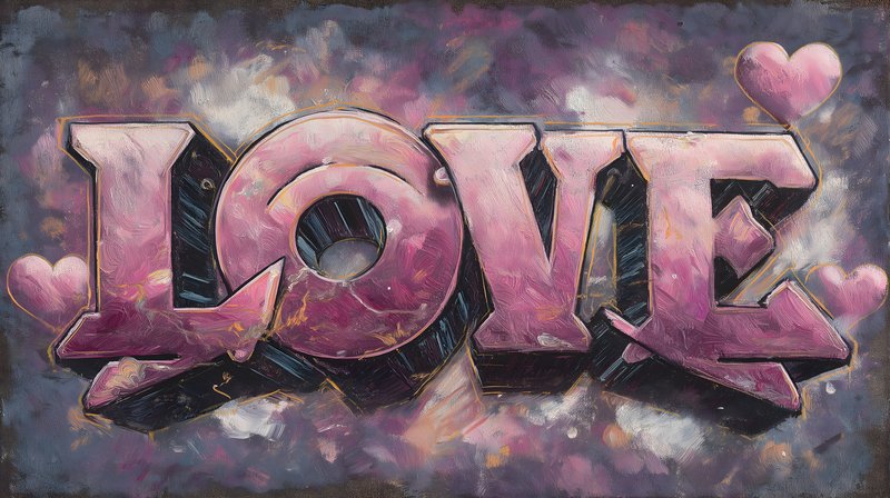 Colorful love mural on a city wall in daylight Free Premium Stock Image - stock photo