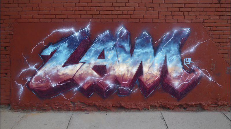 Bright graffiti on a brick wall with graffiti art Free Premium Stock Image - stock photo