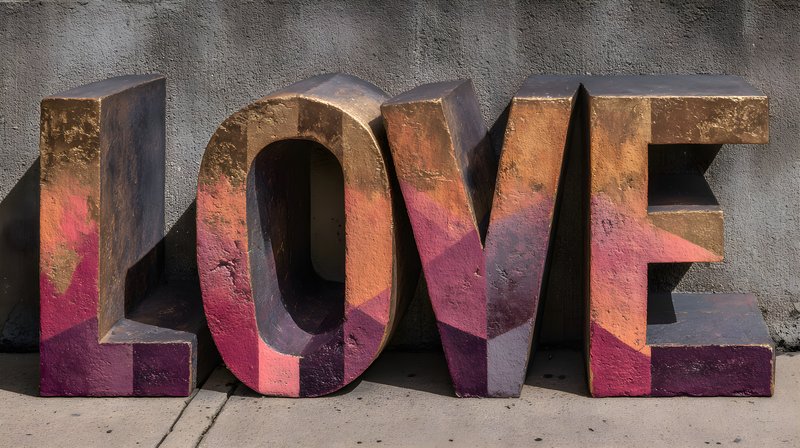 Colorful letters spelling love on a sidewalk in the city Free Premium Stock Image - stock photo