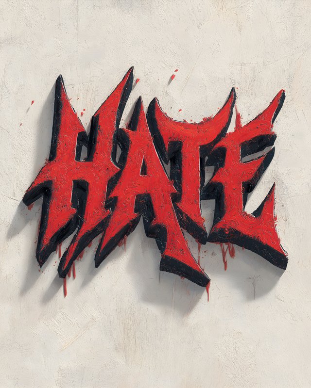 Bold graffiti art displaying the word hate on a wall Free Premium Stock Photo - stock photo