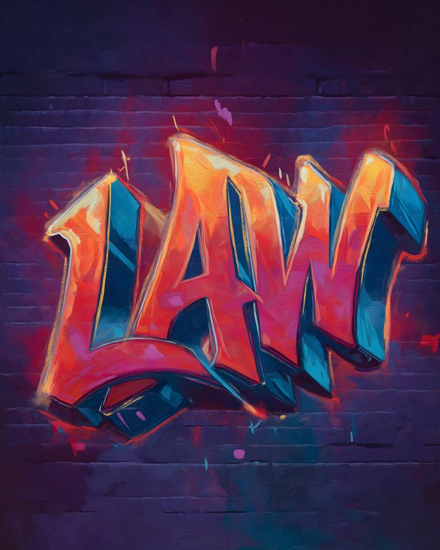 Graffiti artwork showing the word law on a wall Free Premium Stock Photo - stock photo