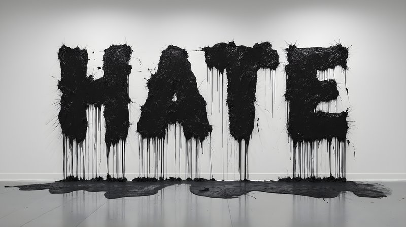 Bold word art expresses a strong message in modern gallery Free Premium Stock Photo - stock photo