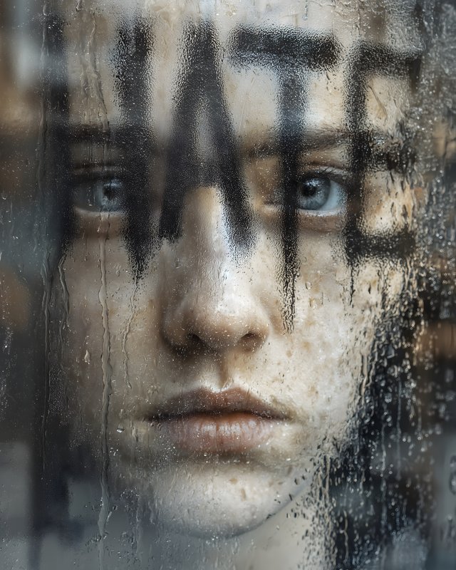 Person looking through foggy glass with words on the surface Free Premium Stock Photo - stock photo