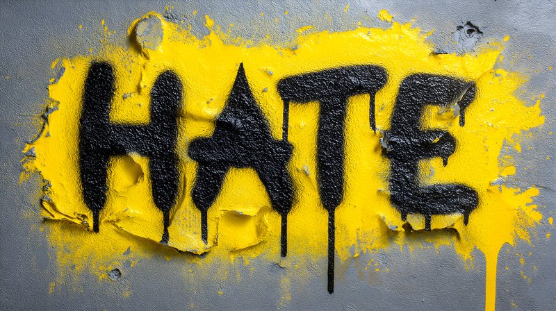 Graffiti showing word hate on a yellow background Free Premium Stock Photo - stock photo