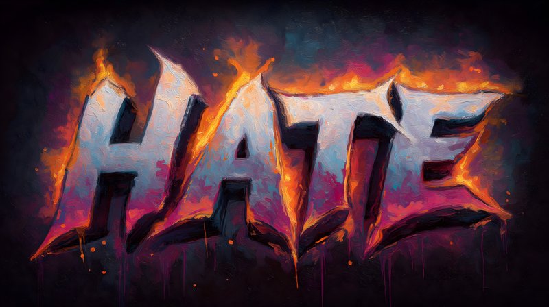Bold graffiti art showing the word hate in vibrant colors Free Premium Stock Photo - stock photo