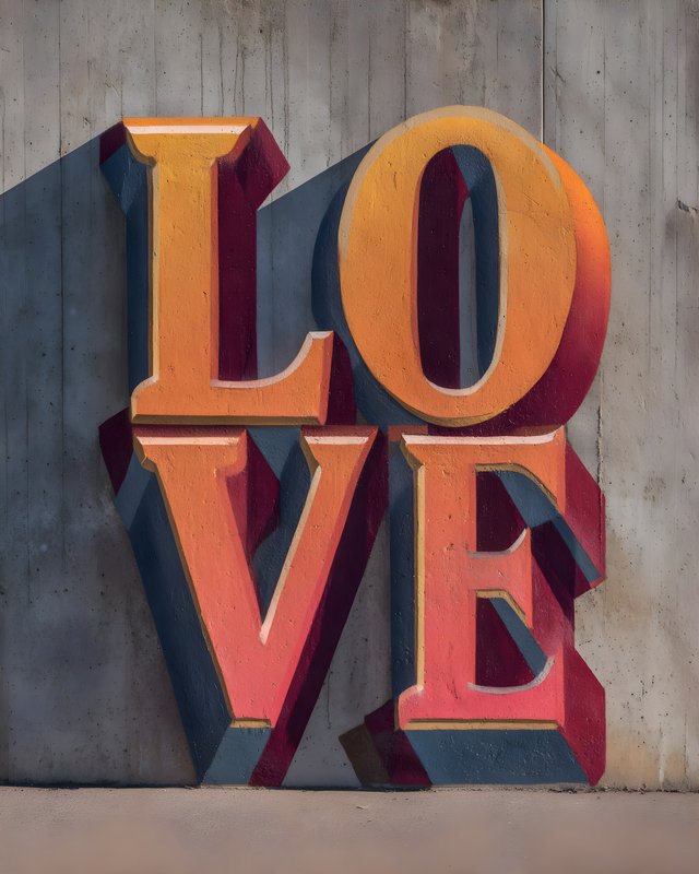 Large word love stands against plain wall in city street Free Premium Stock Image - stock photo