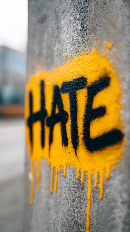 Street art displays message of hate in a busy area Free Premium Stock Image - stock photo