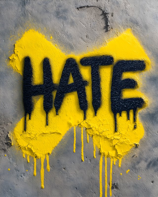 Graffiti with the word hate painted on a gray wall Free Premium Stock Image - stock photo