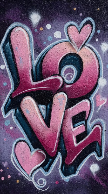 Graffiti art featuring the word love in a vibrant design Free Premium Stock Image - stock photo