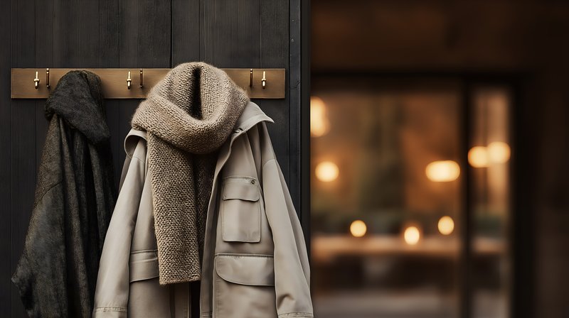 Warm clothing hanging near a window in a cozy space Free Premium Stock Image - stock photo