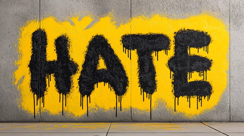 Message on wall shows the word hate in bold letters Free Premium Stock Image - stock photo
