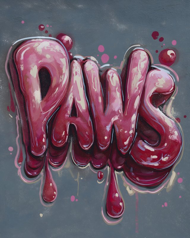 Colorful street art spelling paws on a wall in a city Free Premium Stock Image - stock photo