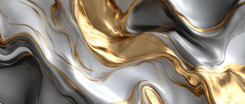 Abstract wavy patterns in black, white, and gold colors Free Premium Stock Photo - stock photo