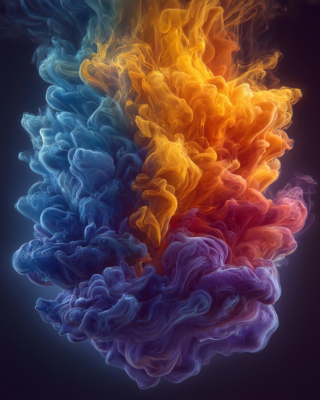 Colorful swirls of smoke rise in a dark space Free Premium Stock Image - stock photo